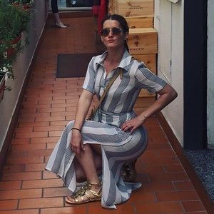 Sheer Striped Midi Shirt Dress (worn once)